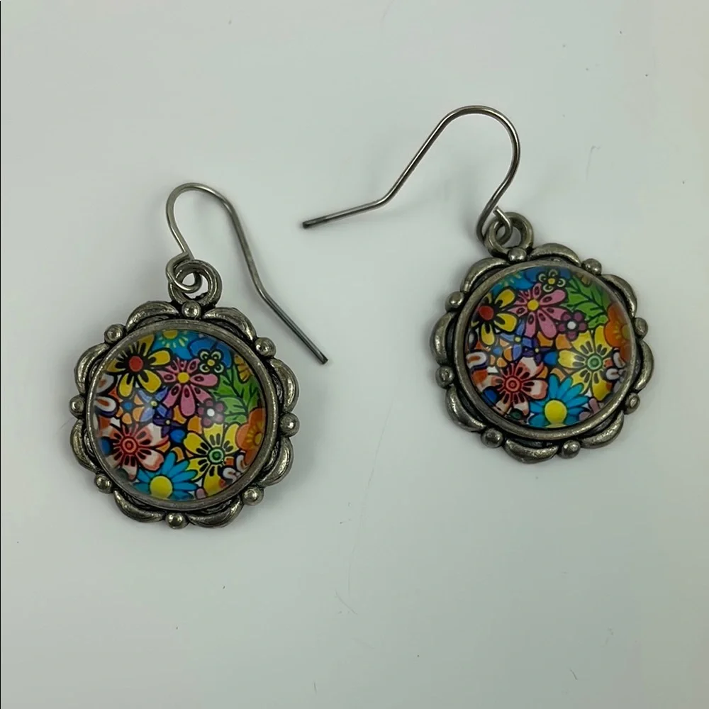 Vintage Groovy Dangle Flower Earrings
